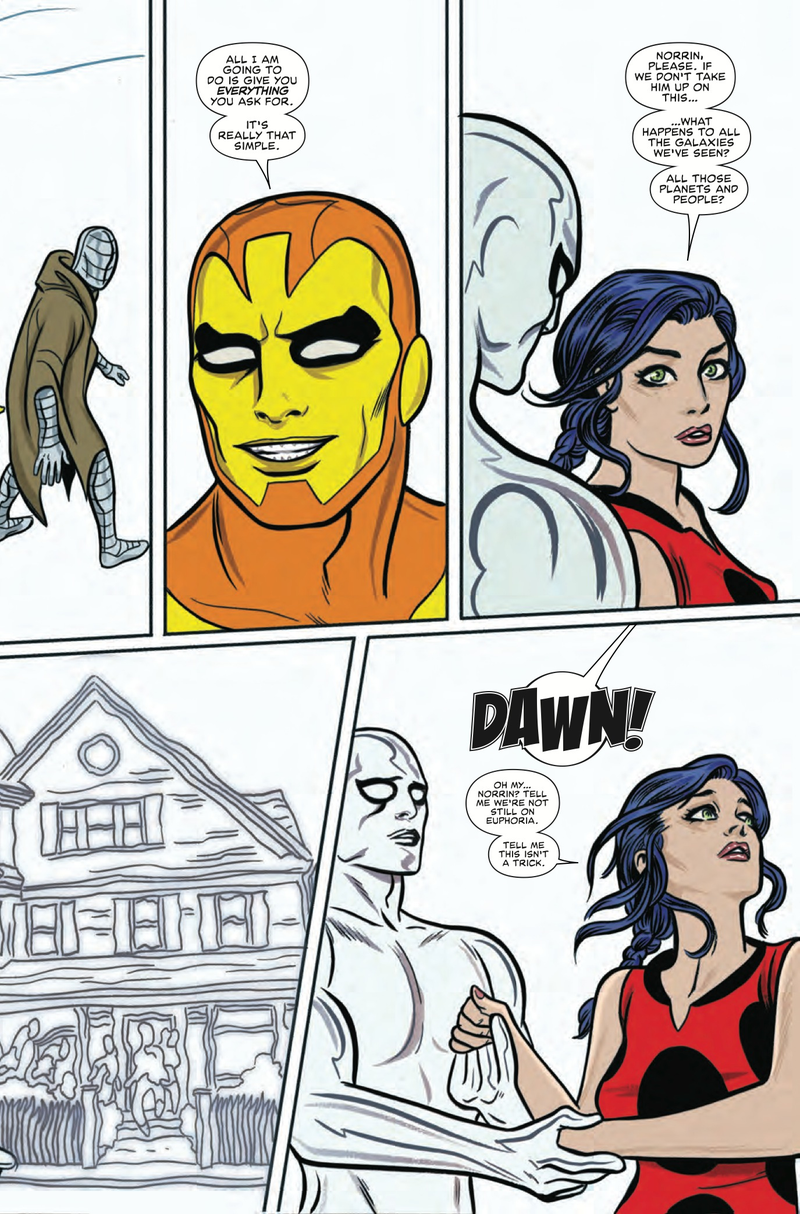 Illustration for article titled Exclusive Marvel preview: Norrin and Dawn try to rebuild the universe in Silver Surfer #15